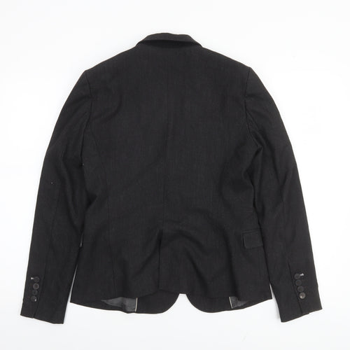 Zara Basic Women Black Size 12 Single-Breasted Blazer