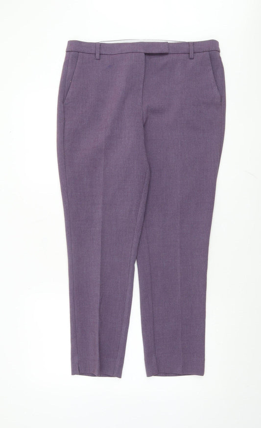 Marks and Spencer Womens Purple Slim Ankle Trousers Size 14