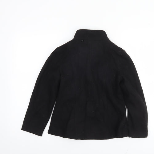 Back to School Girls Black Wool Blend Double-Breasted Pea Coat 9-10 Years