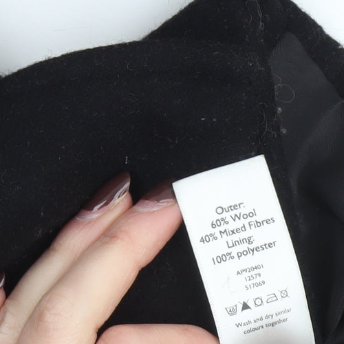 Back to School Girls Black Wool Blend Double-Breasted Pea Coat 9-10 Years