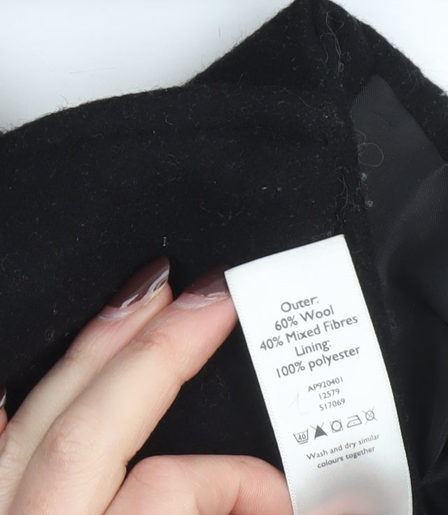 Back to School Girls Black Wool Blend Double-Breasted Pea Coat 9-10 Years