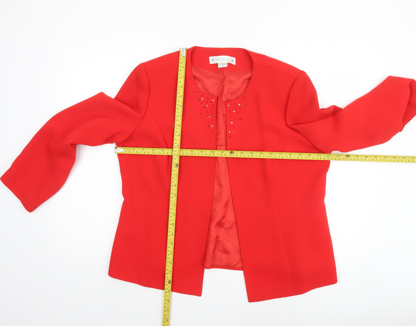 Braville Women’s Red Blazer Jacket Size 18 Tailored Stretch Suit Separate