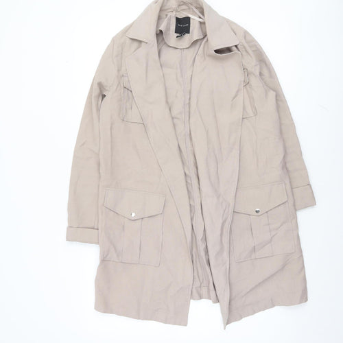 New Look Women Beige Long Trench Coat Size 8 Lightweight Classic Style