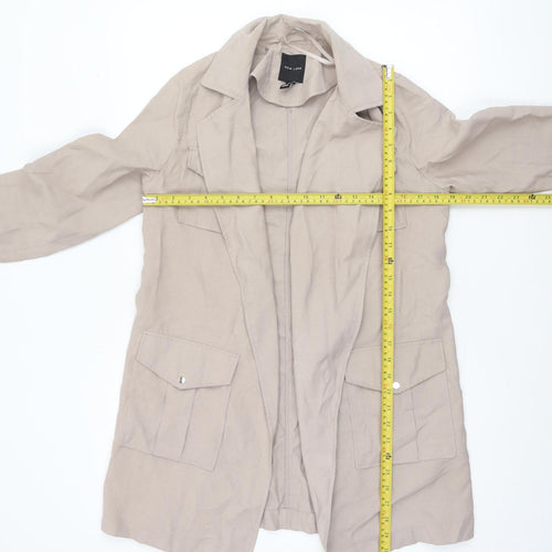 New Look Women Beige Long Trench Coat Size 8 Lightweight Classic Style