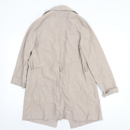 New Look Women Beige Long Trench Coat Size 8 Lightweight Classic Style