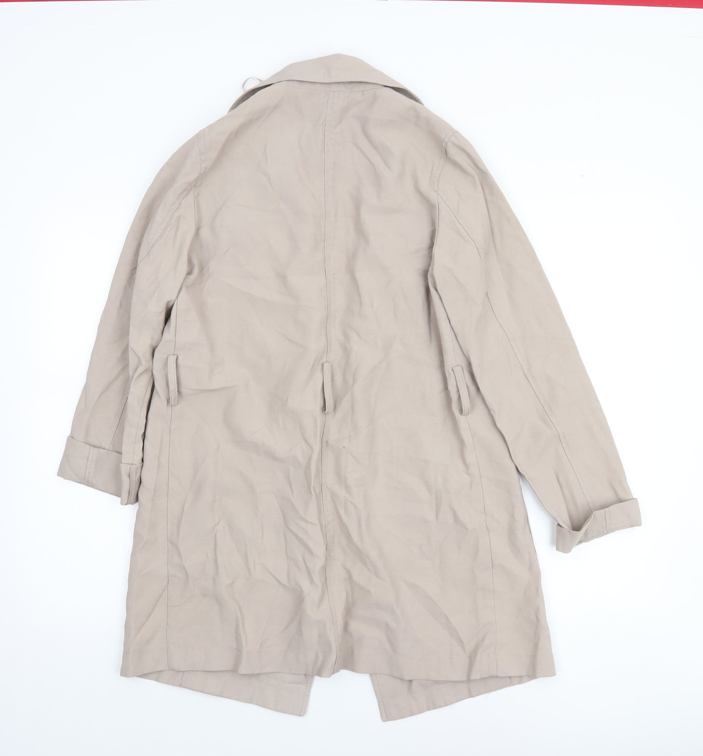 New Look Women Beige Long Trench Coat Size 8 Lightweight Classic Style