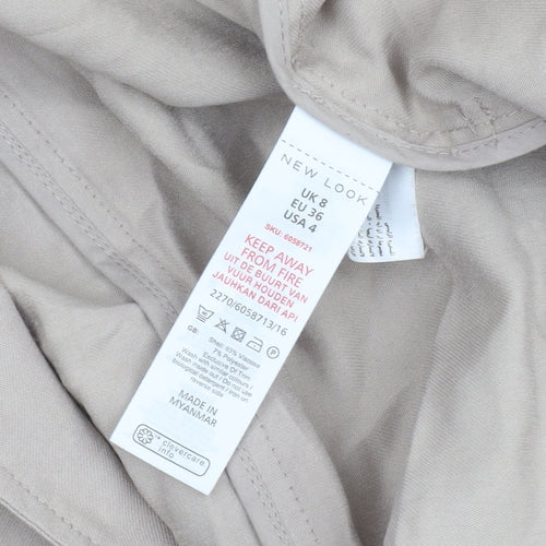 New Look Women Beige Long Trench Coat Size 8 Lightweight Classic Style