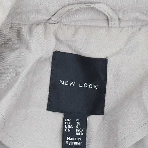 New Look Women Beige Long Trench Coat Size 8 Lightweight Classic Style