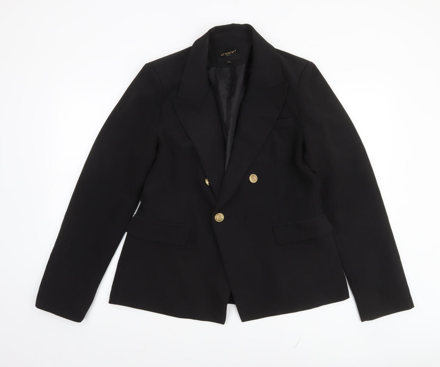 Attentif Paris Women's Black Double-Breasted Blazer Size 18