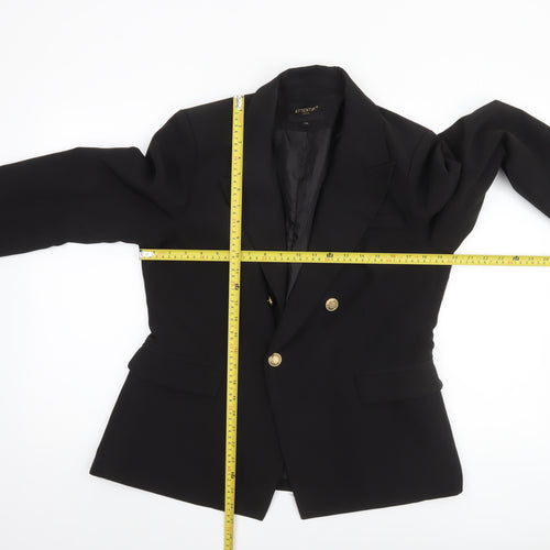 Attentif Paris Women's Black Double-Breasted Blazer Size 18