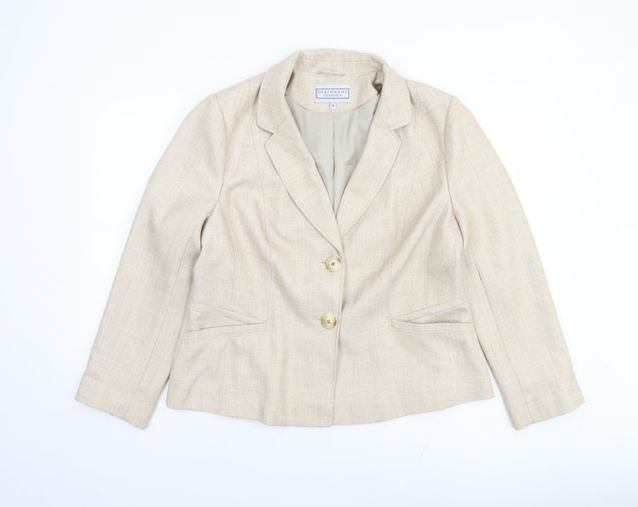 Debenhams Classics Women Beige Size 16 Two-Button Blazer Jacket