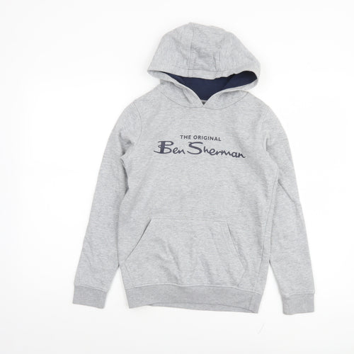 Ben Sherman Boys Grey Pullover Hoodie 9-10 Years Cotton Blend Casual