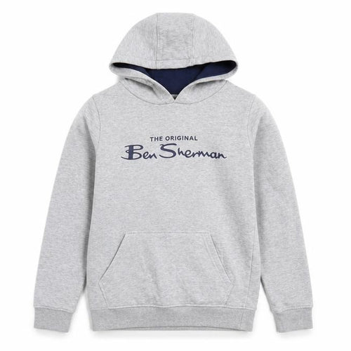 Ben Sherman Boys Grey Pullover Hoodie 9-10 Years Cotton Blend Casual
