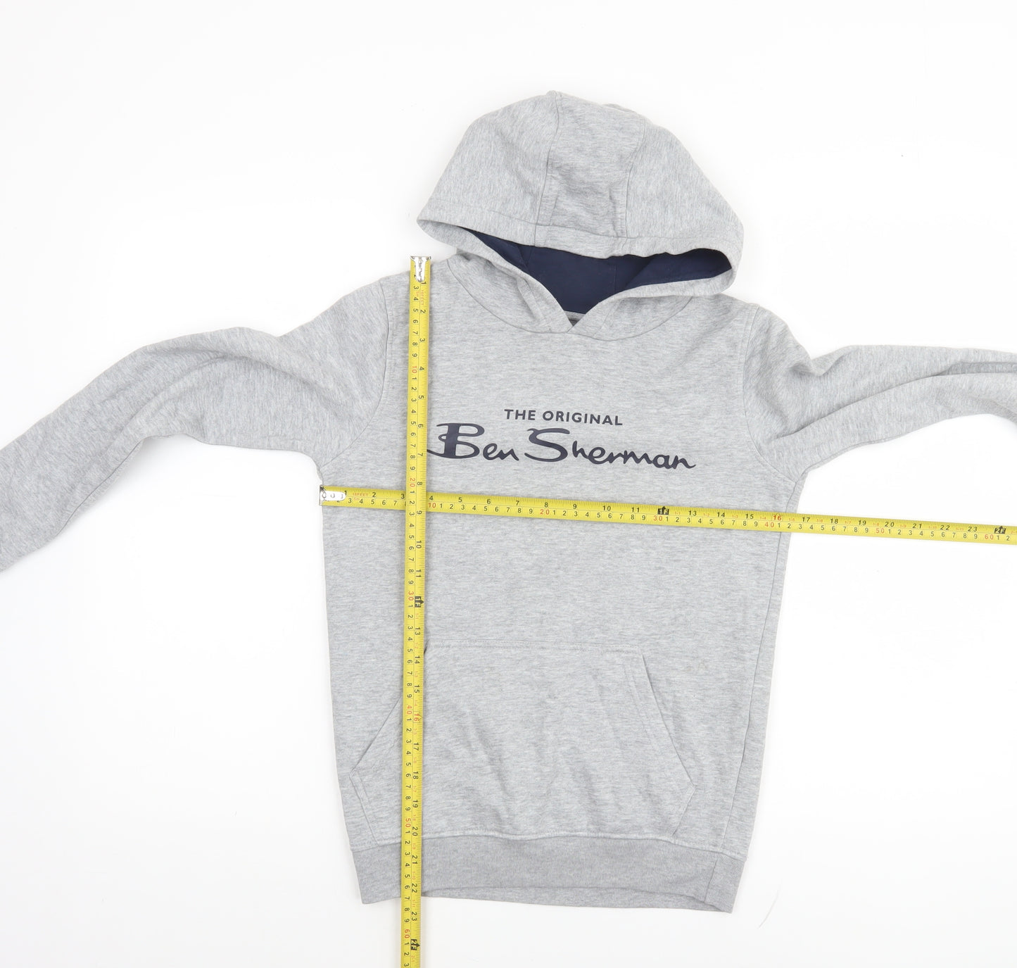 Ben Sherman Boys Grey Pullover Hoodie 9-10 Years Cotton Blend Casual