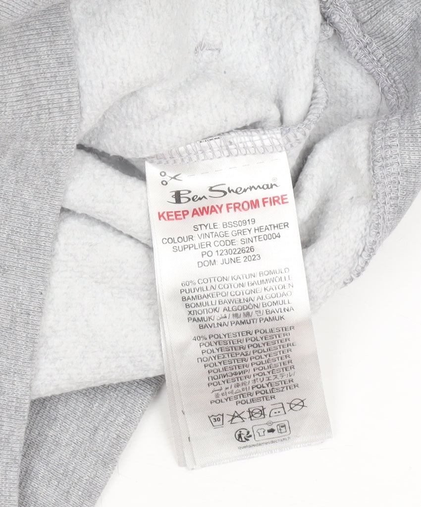 Ben Sherman Boys Grey Pullover Hoodie 9-10 Years Cotton Blend Casual