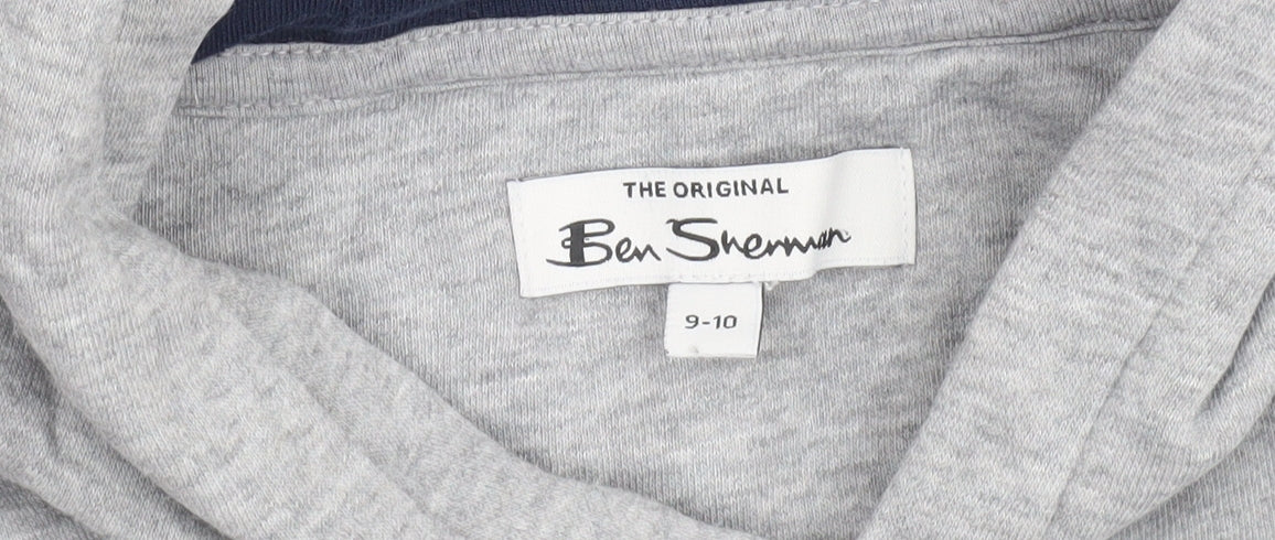 Ben Sherman Boys Grey Pullover Hoodie 9-10 Years Cotton Blend Casual