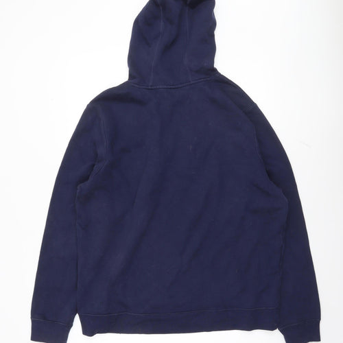 Fila Men's Blue Pullover Hoodie L Logo Fleece Sportswear
