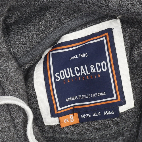 SoulCal & Co Women Grey Full Zip Hoodie UK 8 Cotton Blend
