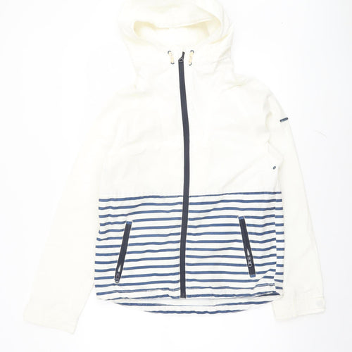 Zara Boys White Striped Hooded Windbreaker Jacket 13-14 Years