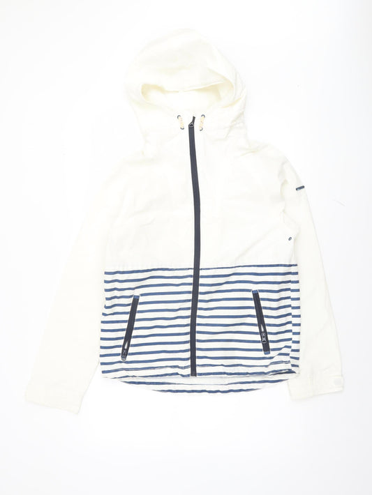 Zara Boys White Striped Hooded Windbreaker Jacket 13-14 Years