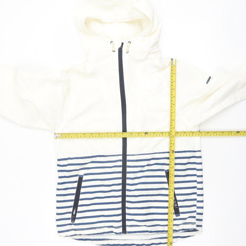 Zara Boys White Striped Hooded Windbreaker Jacket 13-14 Years