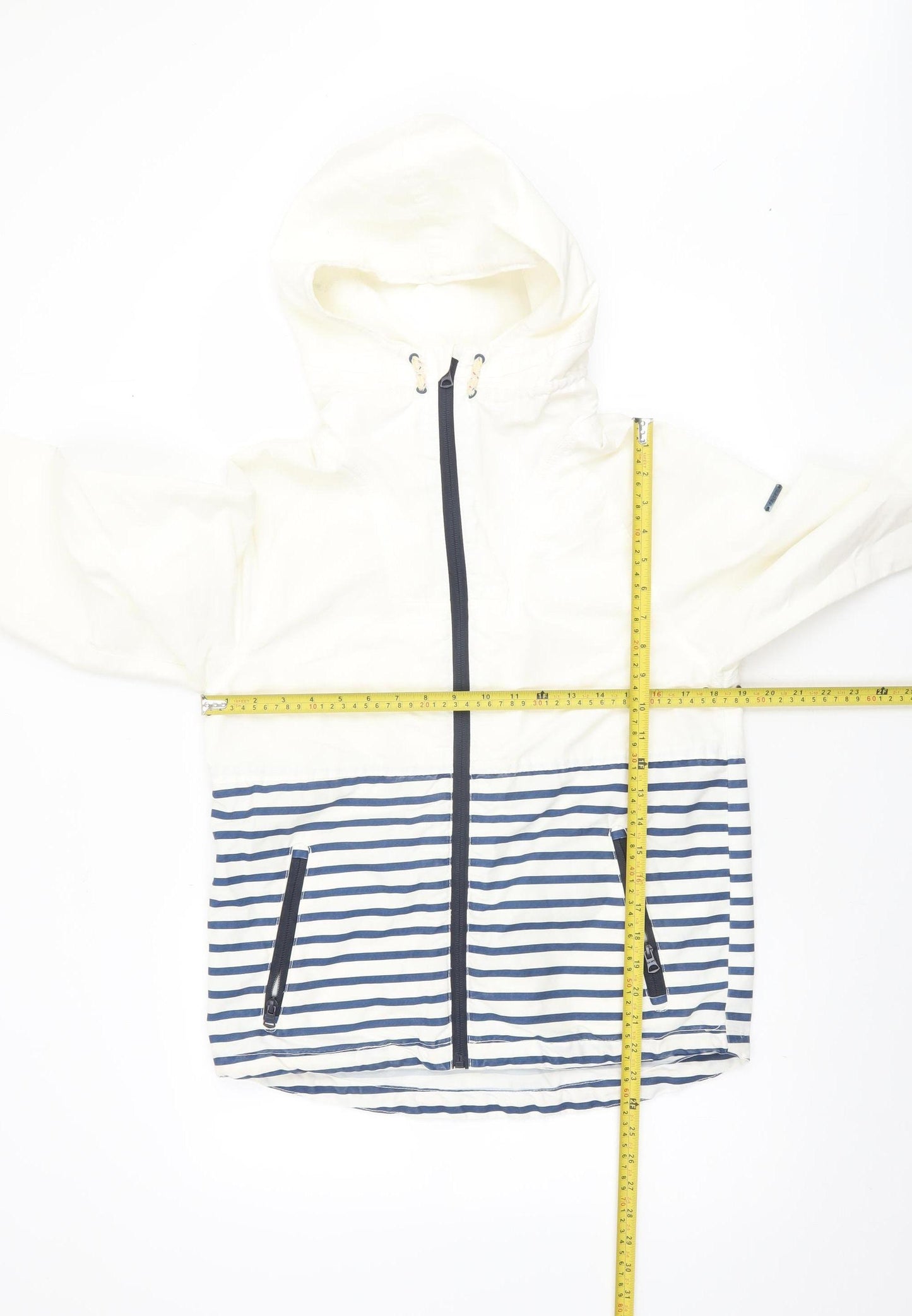 Zara Boys White Striped Hooded Windbreaker Jacket 13-14 Years