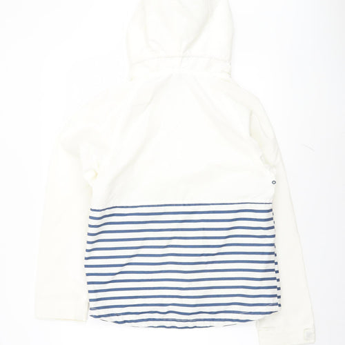 Zara Boys White Striped Hooded Windbreaker Jacket 13-14 Years