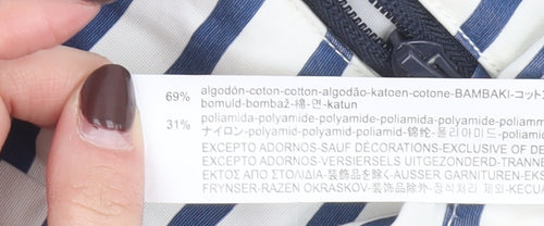 Zara Boys White Striped Hooded Windbreaker Jacket 13-14 Years