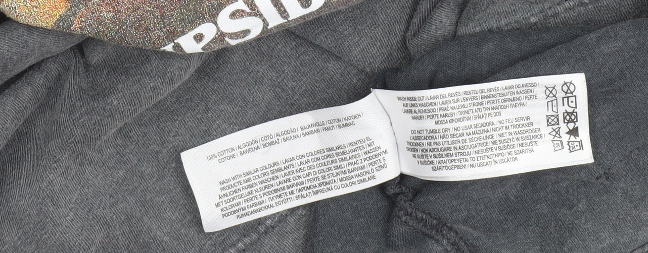 Stranger Things Men’s Grey Eddie Munson Band T-Shirt L Graphic Cotton