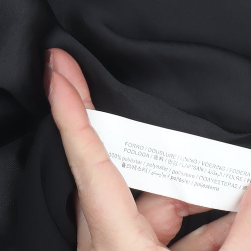 ZARA Women Black Satin Slip Dress M Strappy V-Neck Partywear