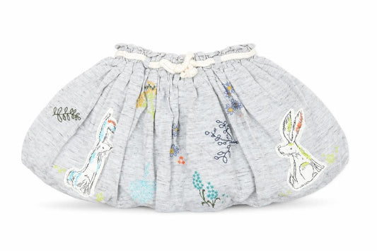 Next Girls Grey Bunny Embroidered A-Line Skirt 4 Years Cotton Blend