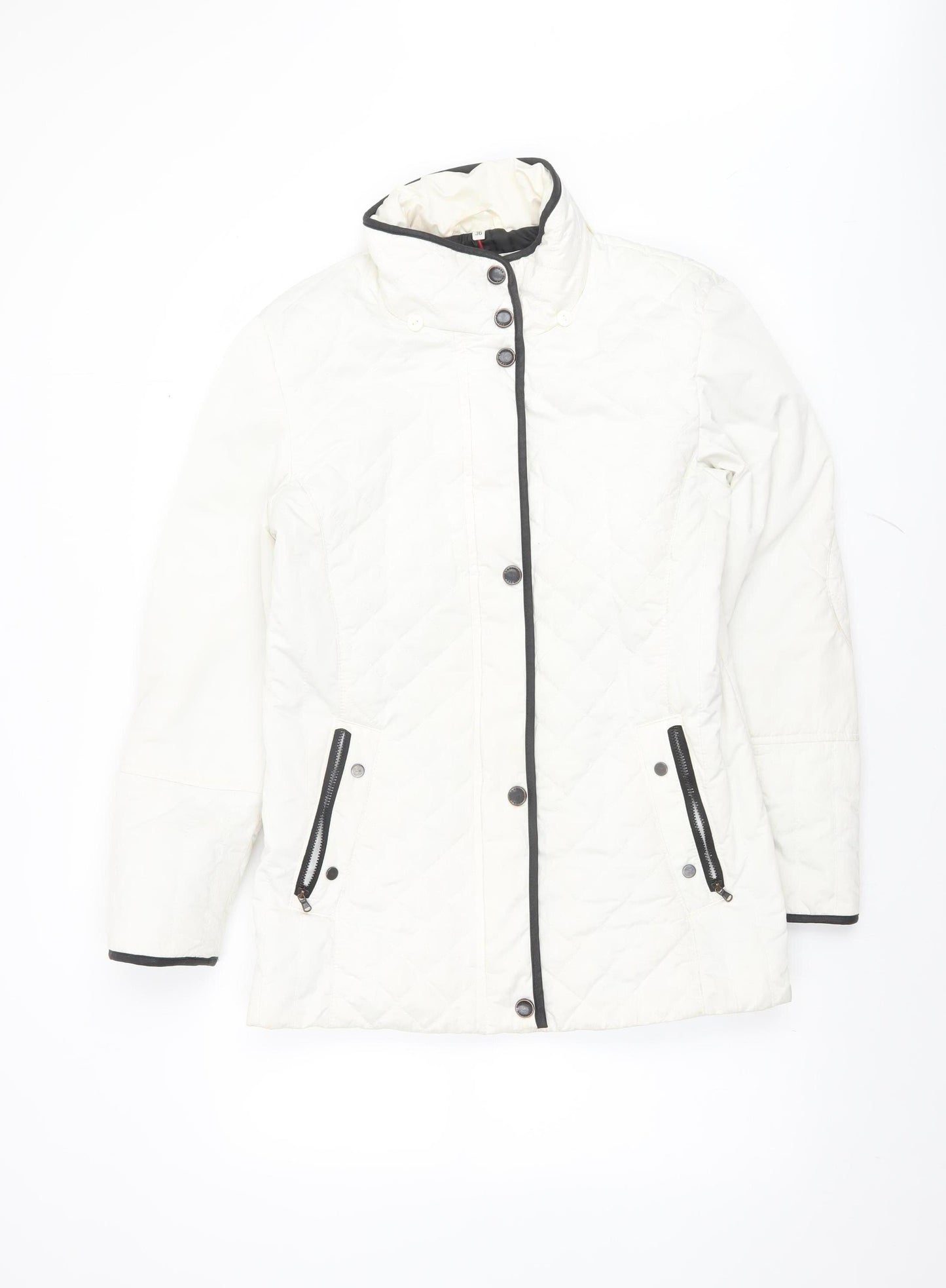 Frandsen Women’s White Quilted Mid-Length Jacket Size 8