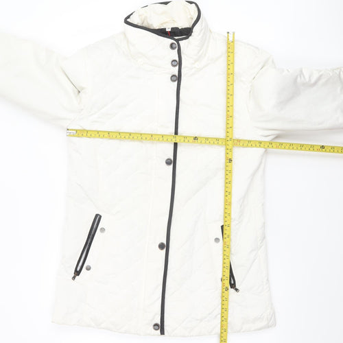 Frandsen Women’s White Quilted Mid-Length Jacket Size 8