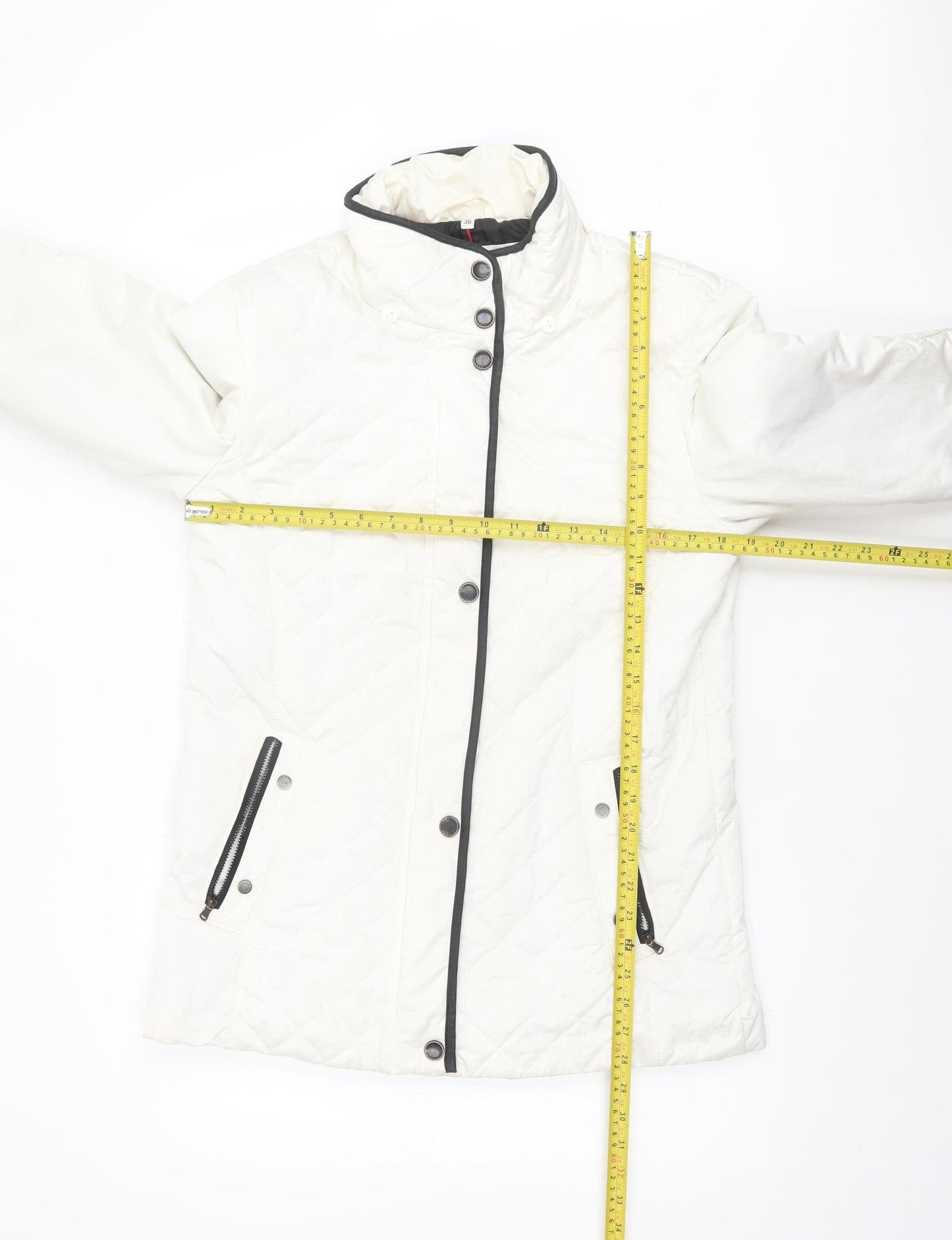 Frandsen Women’s White Quilted Mid-Length Jacket Size 8