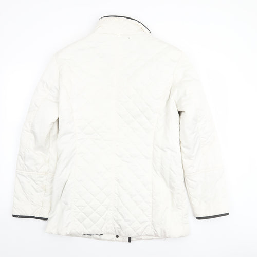 Frandsen Women’s White Quilted Mid-Length Jacket Size 8