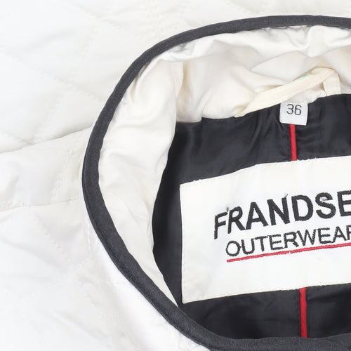 Frandsen Women’s White Quilted Mid-Length Jacket Size 8