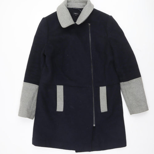 Next Women Blue Grey Wool Blend Mid-Length Coat Size 12