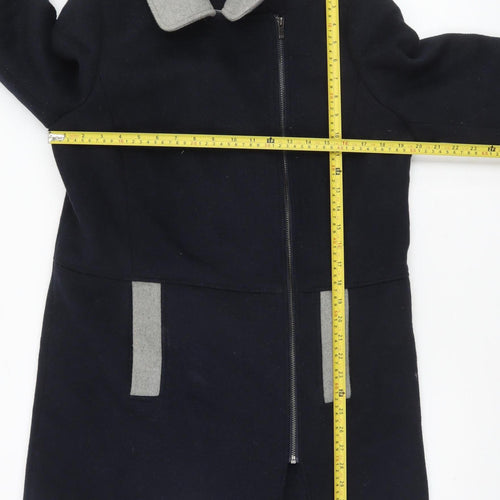 Next Women Blue Grey Wool Blend Mid-Length Coat Size 12