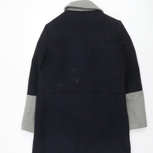 Next Women Blue Grey Wool Blend Mid-Length Coat Size 12