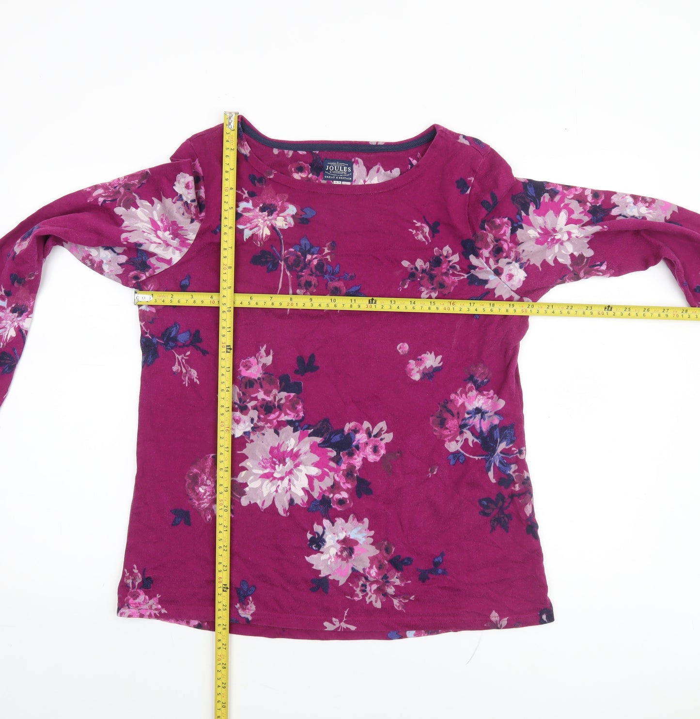 Joules Women’s Pink Floral Cotton Long Sleeve T-Shirt UK 16