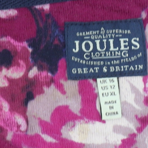 Joules Women’s Pink Floral Cotton Long Sleeve T-Shirt UK 16