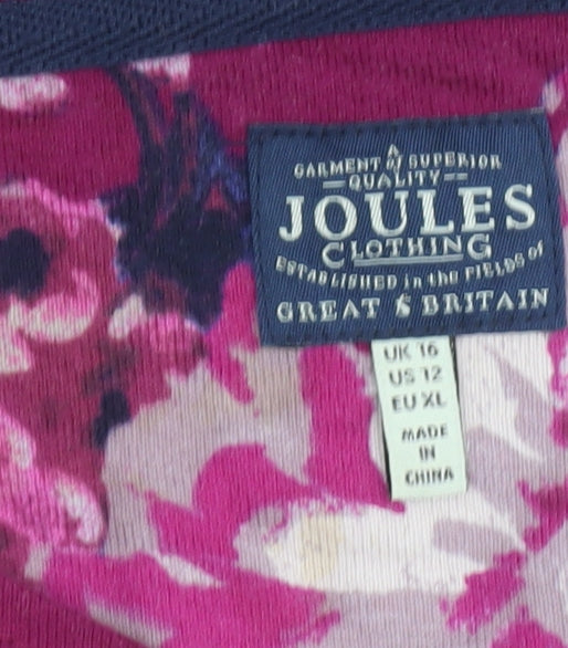 Joules Women’s Pink Floral Cotton Long Sleeve T-Shirt UK 16
