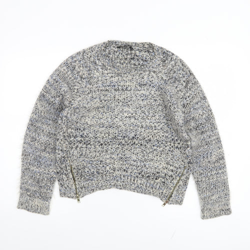 Candy Couture Girls Grey Knitted Pullover Jumper with Zip Accents Size 15 Years