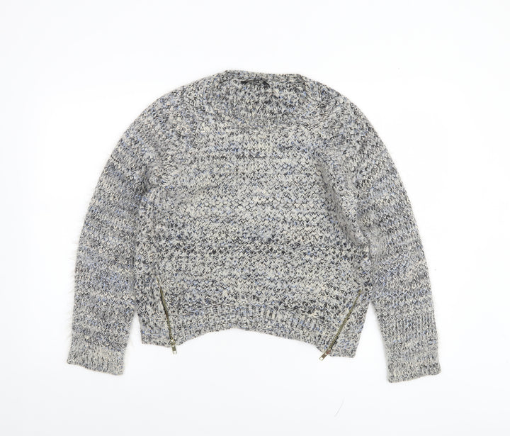 Candy Couture Girls Grey Knitted Pullover Jumper with Zip Accents Size 15 Years