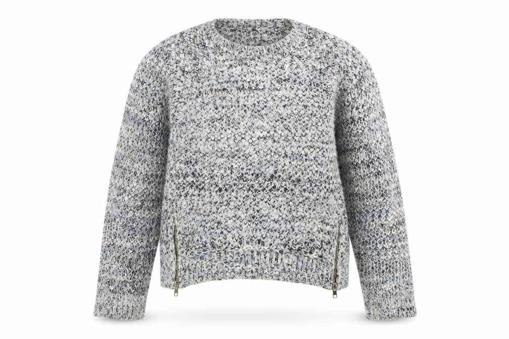 Candy Couture Girls Grey Knitted Pullover Jumper with Zip Accents Size 15 Years
