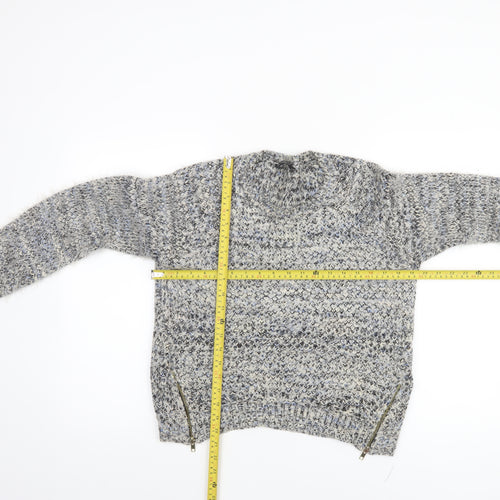 Candy Couture Girls Grey Knitted Pullover Jumper with Zip Accents Size 15 Years