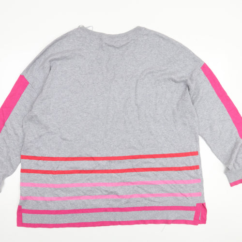 Principles Women’s Grey Pink Striped Pullover Jumper Size 20