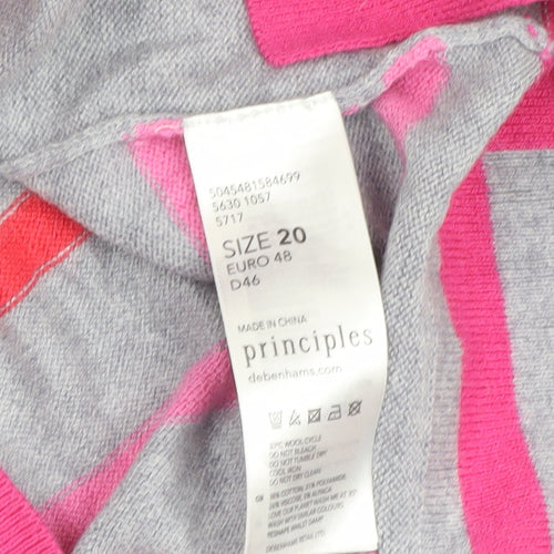 Principles Women’s Grey Pink Striped Pullover Jumper Size 20