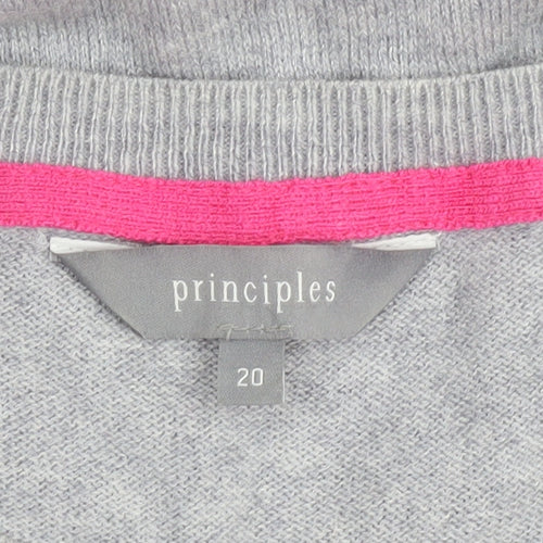 Principles Women’s Grey Pink Striped Pullover Jumper Size 20