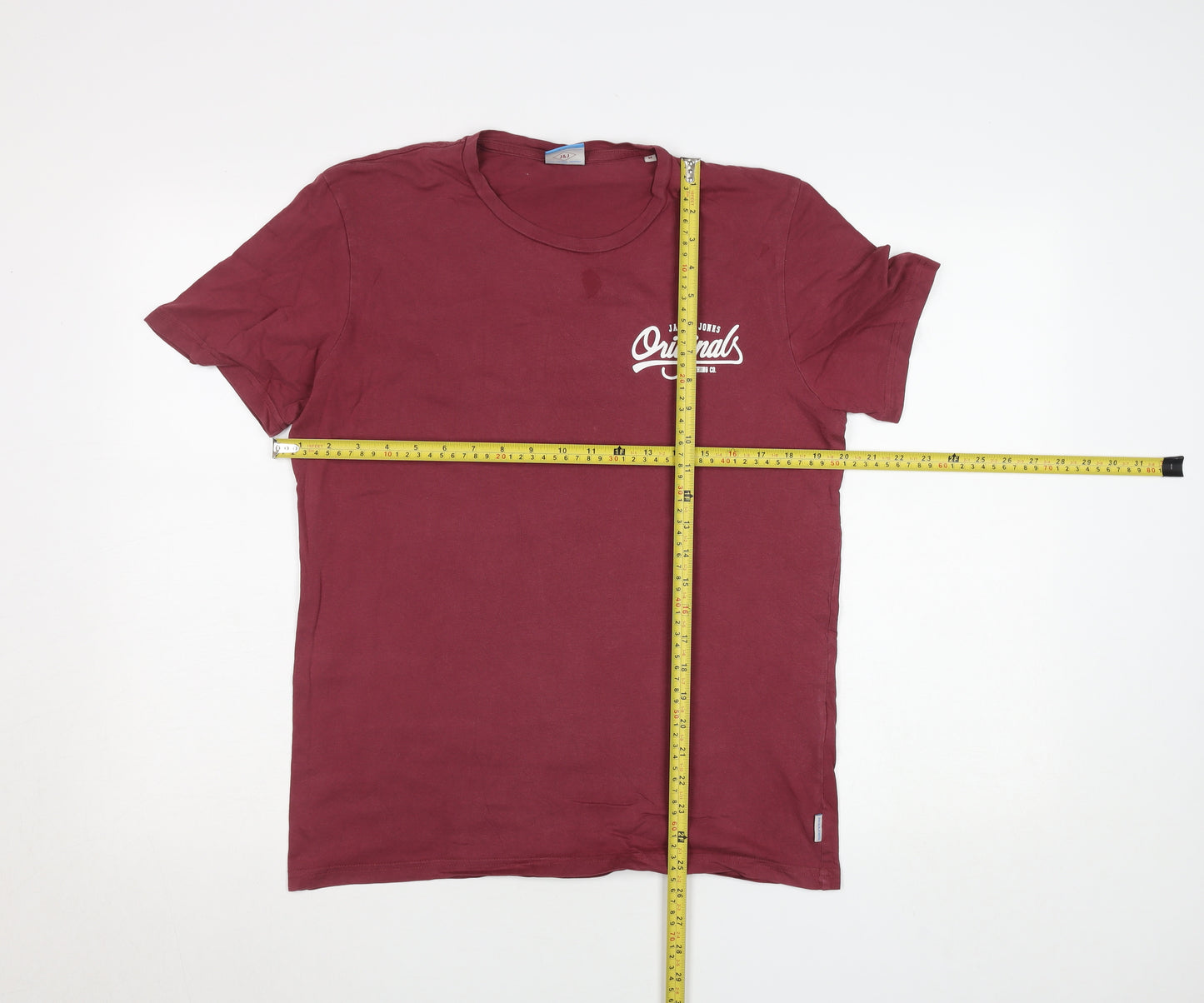 Jack & Jones Men's Red Cotton Crew Neck Short Sleeve T-Shirt Size M